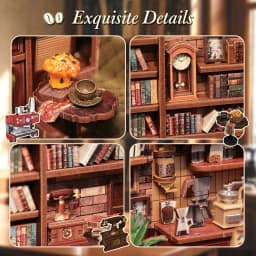 Original CUTEBEE 22cm Book Nook Kit DIY Miniature House Coffee Shop Dollhouse Book Nook Kit 3D Wooden Puzzles for Adults Corner Coffee Shop Booknook Tiny House Bookshelf Decor 3D Wooden Puzzle for Adults DIY Hbby Craft Gift book fans gift christmas decort