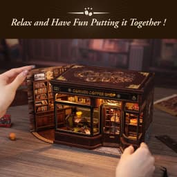 Original CUTEBEE 22cm Book Nook Kit DIY Miniature House Coffee Shop Dollhouse Book Nook Kit 3D Wooden Puzzles for Adults Corner Coffee Shop Booknook Tiny House Bookshelf Decor 3D Wooden Puzzle for Adults DIY Hbby Craft Gift book fans gift christmas decort
