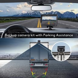 iPoster 7 Inch LCD Screen Car Monitor 12v 24v With Remote Control 4PIN Rear View Reversing Backup Camera 120 Degree View Angle 18 IR LEDs Night Visioin IP68 Waterproof For Truck Rv Caravan Trailer Camper Motorhome