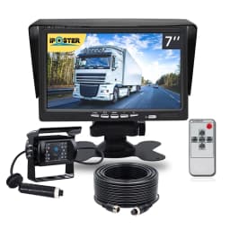 iPoster 7 Inch LCD Screen Car Monitor 12v 24v With Remote Control 4PIN Rear View Reversing Backup Camera 120 Degree View Angle 18 IR LEDs Night Visioin IP68 Waterproof For Truck Rv Caravan Trailer Camper Motorhome