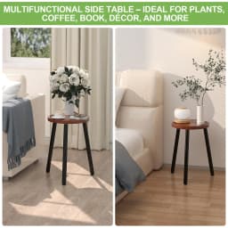 2-Pack Wood Plant Stands Indoor, 16.7" Tall Plant Stand Outdoor Mid-Century Plant Stool, Single Plant Table Modern Small Round Side/End Table for Living Room, Balcony, Office(Brown)