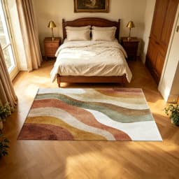 Earthy Tone Retro Wave Abstract Pattern Carpet