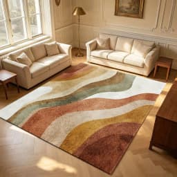 Earthy Tone Retro Wave Abstract Pattern Carpet