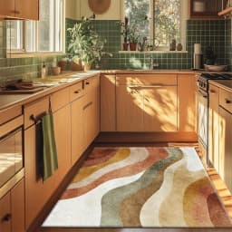 Earthy Tone Retro Wave Abstract Pattern Carpet