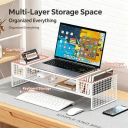Multifunctional Computer Monitor Riser Desktop Storage Stand Desk Organizer Shelf Laptop Elevating Holder for Home Office Desktop Keyboard Storage
