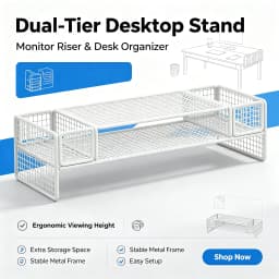 Multifunctional Computer Monitor Riser Desktop Storage Stand Desk Organizer Shelf Laptop Elevating Holder for Home Office Desktop Keyboard Storage