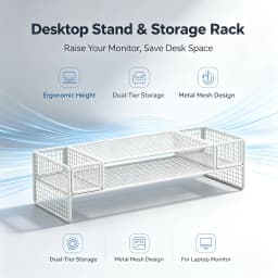 Multifunctional Computer Monitor Riser Desktop Storage Stand Desk Organizer Shelf Laptop Elevating Holder for Home Office Desktop Keyboard Storage