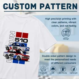 Men's Vintage Datsun 510 Racing Car Graphic T-Shirt, Retro JDM Auto Motif Tee, Casual Summer Short Sleeve Streetwear Top