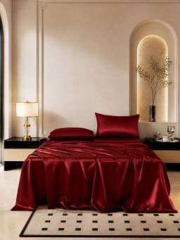 4pcs Light Gray Premium Solid Color Silky Satin Bedding Set, 1pc Fitted Sheet & 1pc Flat Sheet & 2pcs Pillowcases Mattress Protector Set (Pillow Inserts Not Included) sf2404270329665753