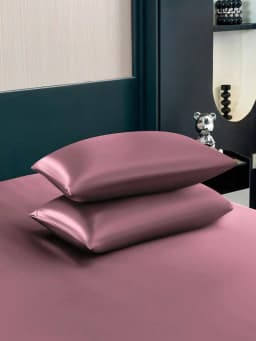 4pcs Light Gray Premium Solid Color Silky Satin Bedding Set, 1pc Fitted Sheet & 1pc Flat Sheet & 2pcs Pillowcases Mattress Protector Set (Pillow Inserts Not Included) sf2404270329665753