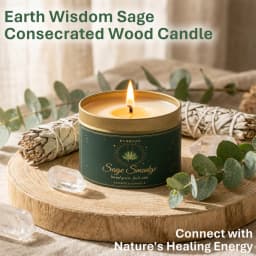 EVODUCK 4 Pack Aromatherapy Candle Set 2 Sage Smudge 2 Palo Santo Soy Wax Scented Candles in Gold Travel Tin 20H+ Burn Fresh Herbal & Warm Woody Smoke Fragrance for Meditation Yoga Spa Relaxation Home Ambience Housewarming Gift Bedroom Decor Candle
