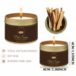 EVODUCK 4 Pack Aromatherapy Candle Set 2 Sage Smudge 2 Palo Santo Soy Wax Scented Candles in Gold Travel Tin 20H+ Burn Fresh Herbal & Warm Woody Smoke Fragrance for Meditation Yoga Spa Relaxation Home Ambience Housewarming Gift Bedroom Decor Candle