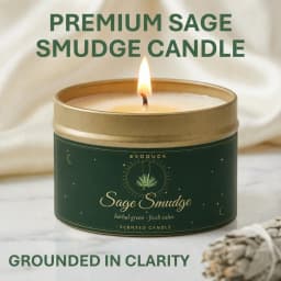 EVODUCK 4 Pack Aromatherapy Candle Set 2 Sage Smudge 2 Palo Santo Soy Wax Scented Candles in Gold Travel Tin 20H+ Burn Fresh Herbal & Warm Woody Smoke Fragrance for Meditation Yoga Spa Relaxation Home Ambience Housewarming Gift Bedroom Decor Candle