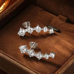 OXTAO Sparkling Moissanite Crawler Stud Earrings D VVS1 for Women Girl 14K Gold Filled Lab Imitation Diamond 2.4ct Earrings Jewelry Accessories Valentine Anniversary Day Birthday Gifts
