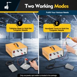 390W Jewelry Spot Welder Pulse Arc Welding Machine, Handheld Gold Silver Welder with Foot Pedal for Jewelry Repair, 1-80A Adjustable