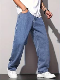 2025 New Men's Casual Wide-Leg Jeans - Cotton Blend/Machine Washable, All-Season Comfort, Solid Color, 380g/m² High-End Denim Fabric