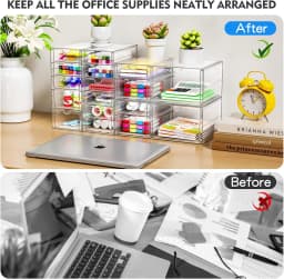 13 Drawer Clear Acrylic Makeup Organizer Large Capacity Cosmetic Storage Box Transparent Desktop Cabinet Jewelry Display Case for Bathroom Vanity Kitchen Pantry Countertop Home Organization