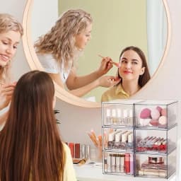 13 Drawer Clear Acrylic Makeup Organizer Large Capacity Cosmetic Storage Box Transparent Desktop Cabinet Jewelry Display Case for Bathroom Vanity Kitchen Pantry Countertop Home Organization