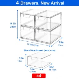 13 Drawer Clear Acrylic Makeup Organizer Large Capacity Cosmetic Storage Box Transparent Desktop Cabinet Jewelry Display Case for Bathroom Vanity Kitchen Pantry Countertop Home Organization