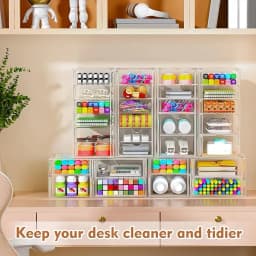 13 Drawer Clear Acrylic Makeup Organizer Large Capacity Cosmetic Storage Box Transparent Desktop Cabinet Jewelry Display Case for Bathroom Vanity Kitchen Pantry Countertop Home Organization