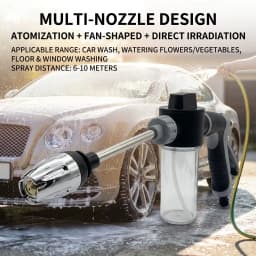 High‑Pressure Car Washing Water Gun with Long Handle Foam Kettle, Metal Joint Car Wash Sprayer Nozzle for RV External Cleaning Garden Water Hose Shower Watering