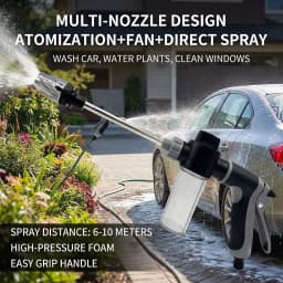 High‑Pressure Car Washing Water Gun with Long Handle Foam Kettle, Metal Joint Car Wash Sprayer Nozzle for RV External Cleaning Garden Water Hose Shower Watering