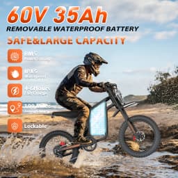 Bopzin Peak 3000W Q8 Electric Dirt Bike for Adults 45MPH 25โโ Fat Tire Battery 60V 35AH Off-Road Mountain Bike
