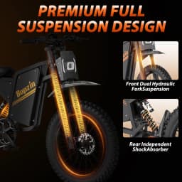 Bopzin Peak 3000W Q8 Electric Dirt Bike for Adults 45MPH 25โโ Fat Tire Battery 60V 35AH Off-Road Mountain Bike