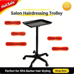 Salon Hairdressing Trolley Cart Adjustable Height Rolling Beauty Tray Stand with Wheels for Barber Shop Hair Styling Tool Storage