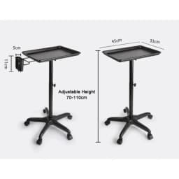 Salon Hairdressing Trolley Cart Adjustable Height Rolling Beauty Tray Stand with Wheels for Barber Shop Hair Styling Tool Storage