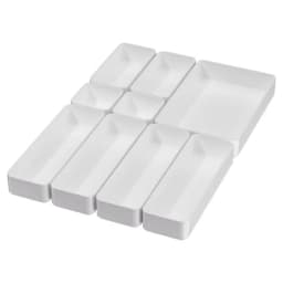 White Desk Drawer Organizer Trays: 9PC Shallow Vanity Bathroom Organizers