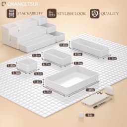 White Desk Drawer Organizer Trays: 9PC Shallow Vanity Bathroom Organizers