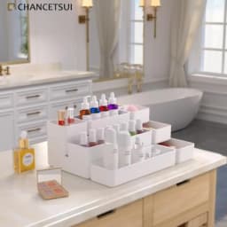 White Desk Drawer Organizer Trays: 9PC Shallow Vanity Bathroom Organizers