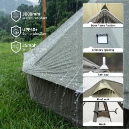 4 Season Bell Tent 9.8 FT, Green Waterproof Glamping Yurt Tent with Stove Jack, Fits 4 People Family Camping Tent for Outdoor Parties & Camping WL