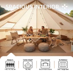 4 Season Bell Tent 9.8 FT, Green Waterproof Glamping Yurt Tent with Stove Jack, Fits 4 People Family Camping Tent for Outdoor Parties & Camping WL