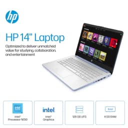 HP 14" HD LED Ultra Light Laptop with 1-Year Microsoft 365,Intel Processor N150,Up to 16GB RAM,384GB Storage (128GB UFS+256GB SD Card),Windows 11 S