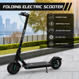 Folding Adult Electric Scooter 350W Brushless Motor 25km/h Max Speed 36V 5Ah Battery 8.5 Inch Tire Smart LED Display Cruise Control Portable E‑Scooter for Urban Commute