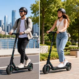 Folding Adult Electric Scooter 350W Brushless Motor 25km/h Max Speed 36V 5Ah Battery 8.5 Inch Tire Smart LED Display Cruise Control Portable E‑Scooter for Urban Commute