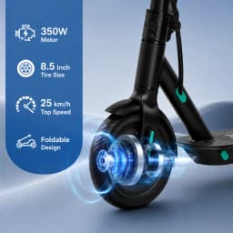 Folding Adult Electric Scooter 350W Brushless Motor 25km/h Max Speed 36V 5Ah Battery 8.5 Inch Tire Smart LED Display Cruise Control Portable E‑Scooter for Urban Commute