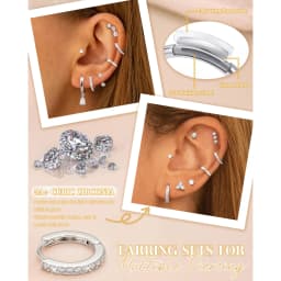 10Pairs Flat Back Earrings Cartilage Set for Multiple Piercing Surgical Steel Earrings for Women Trendy Earring Stacks Flatback