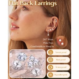 10Pairs Flat Back Earrings Cartilage Set for Multiple Piercing Surgical Steel Earrings for Women Trendy Earring Stacks Flatback