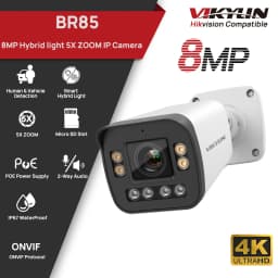 VIKYLIN 4K 8MP 5X Zoom Bullet IP Camera SD Card Slot 2-way Audio Surveillance IP Camera IP66 Onvif Home CCTV POE Security Camera