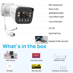 VIKYLIN 4K 8MP 5X Zoom Bullet IP Camera SD Card Slot 2-way Audio Surveillance IP Camera IP66 Onvif Home CCTV POE Security Camera