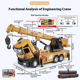 Large metal die-cast crane model simulation sound and light children's toy engineering car boy's birthday holiday gift