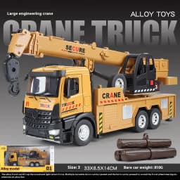 Large metal die-cast crane model simulation sound and light children's toy engineering car boy's birthday holiday gift
