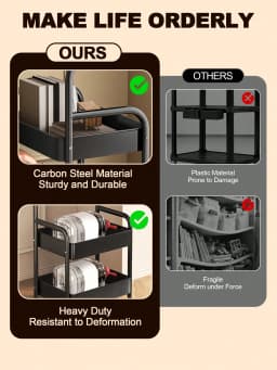 Black Rolling Cart With Desk And 360° Wheels Multi-Functional Cart Utility Rolling Cart With Desk And Wheels, Storage Cart Side Table Bathroom Organizers And Storage, Indoor And Outdoor Storage Organization Office Desk, Dorm Essentials