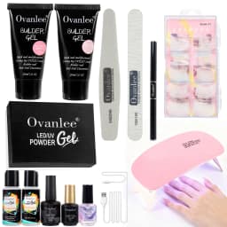 Ovanlee 2-Tube Form-Free Poly Gel Nail Kit – 30ml Builder Gel with Mini UV/LED Lamp, 100 Pcs Nail Tips, Files & Complete Liquids for Direct Application & Long-Lasting Extensions
