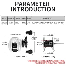 BILLINGS Baitcasting Reel 8KG Max Drag 6.3:1 Gear Ratio Magnetic Brake System Baitcaster Fishing Reel, Freshwater & Saltwater Casting Reel for Fishing