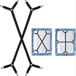 2pcs Adjustable Bed Sheet Quilt Fixer Tablecloth Sofa Cover Bed Sheet Clip Tent Metal Fixing Bed Sheet Clamp, Triangle Elastic Mattress Cover Fastener