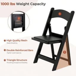 4pcs Resin Folding Chairs With Padded Seats, Indoor Outdoor Folding Chairs, Comfortable Foldable Chairs For Wedding, Party, Res